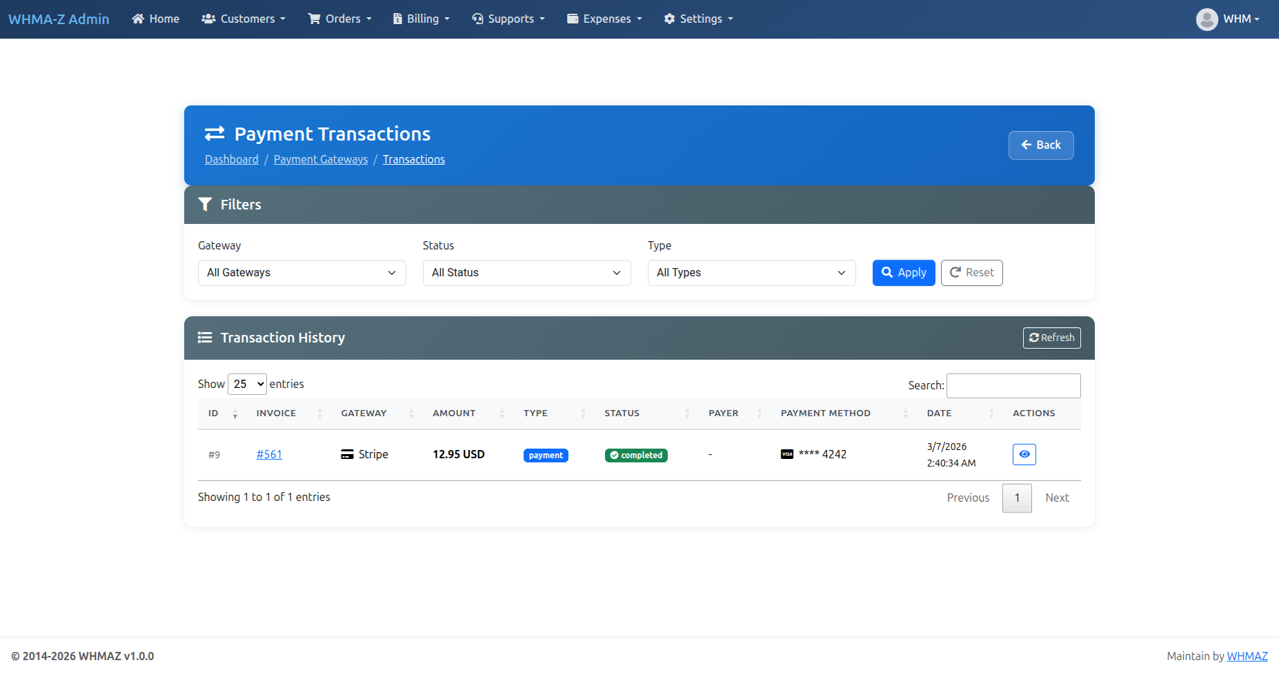 Transaction History